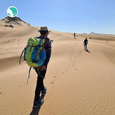 Hero's journey across salt desert