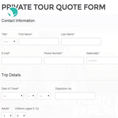 Private tour quote form
